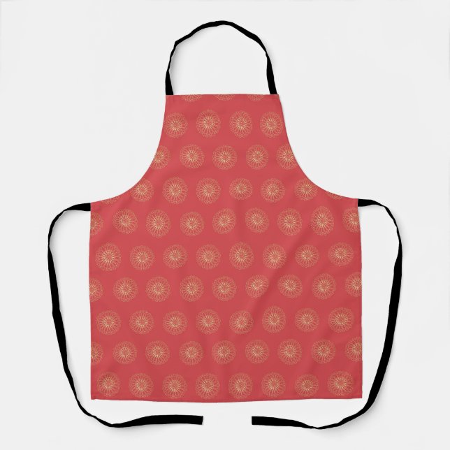 Pumpkin | Golden Zinnia Flower Medallions Apron (Front)