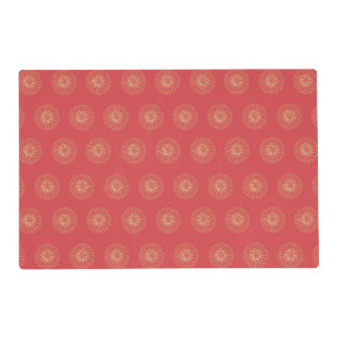 Pumpkin   Golden Zinnia Flower Medallions Placemat