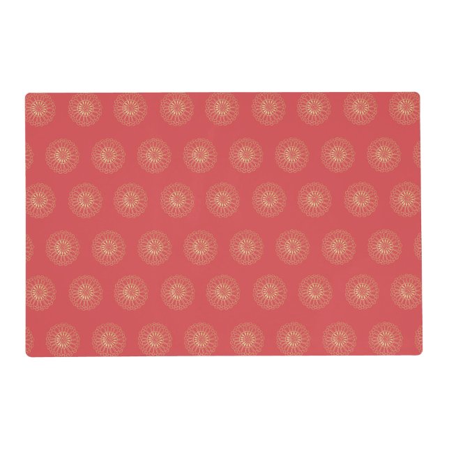 Pumpkin | Golden Zinnia Flower Medallions Placemat (Front)
