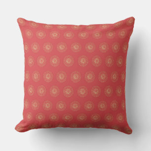Pumpkin Golden Zinnia Flower Medallions Throw Pillow
