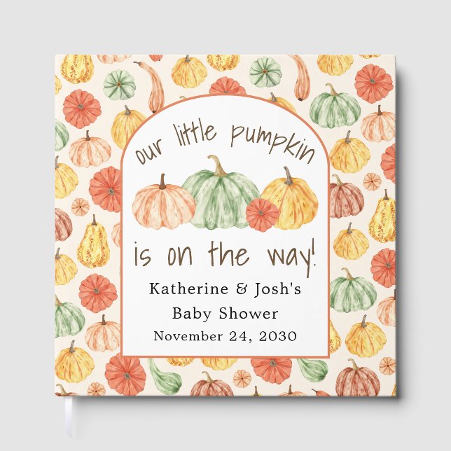 Pumpkin Gourd Autumn Baby Shower Foil Guest Book (Front)