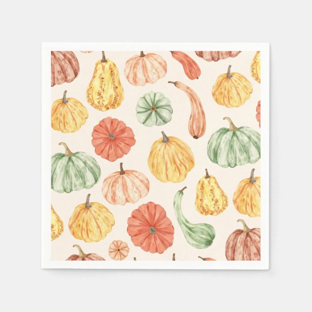 Pumpkin Gourd Autumn Baby Shower Napkins (Front)
