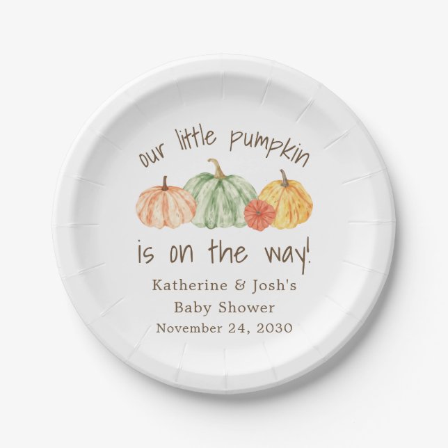 Pumpkin Gourd Autumn Baby Shower Paper Plates (Front)