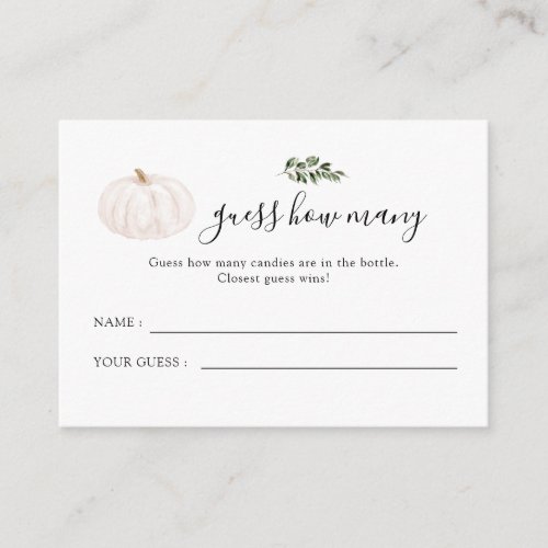 Pumpkin Greenery Baby Shower Guess How Many Enclos Enclosure Card