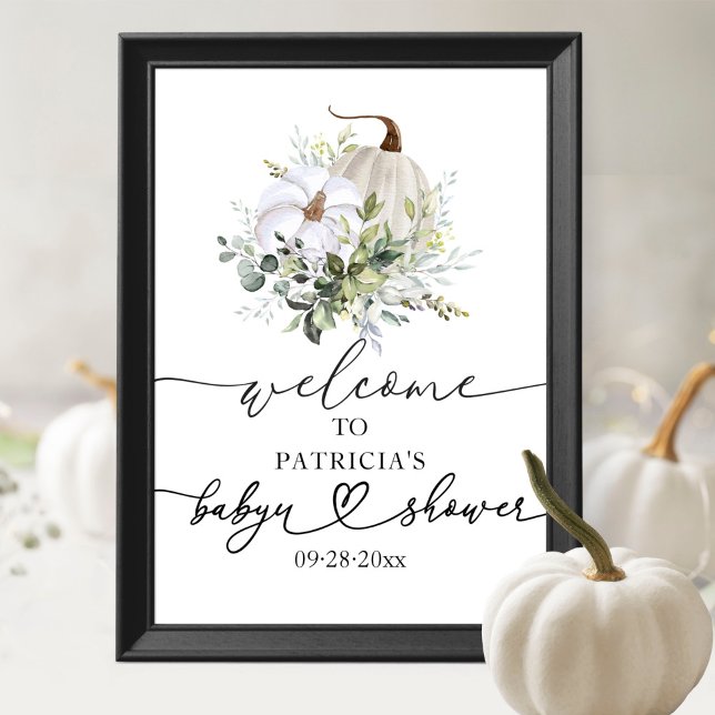 Pumpkin Greenery Baby Shower Welcome Poster (Creator Uploaded)