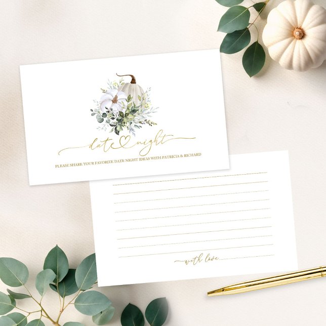 Pumpkin Greenery Bridal Shower Date Night Cards (Creator Uploaded)