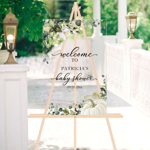 Pumpkin Greenery Fall Baby Shower Welcome Sign