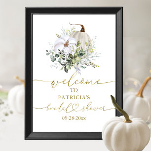 Pumpkin Greenery Fall Bridal Shower Welcome Poster