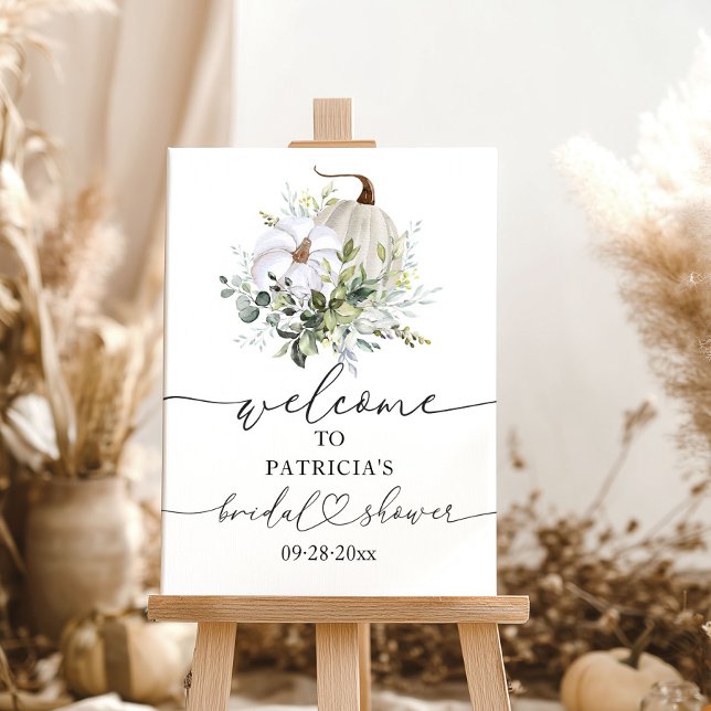 Pumpkin Greenery Fall Bridal Shower Welcome Sign (Creator Uploaded)