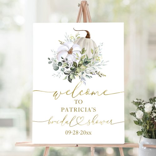 Pumpkin Greenery Fall Bridal Shower Welcome Sign 