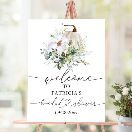 Pumpkin Greenery Fall Bridal Shower Welcome Sign 