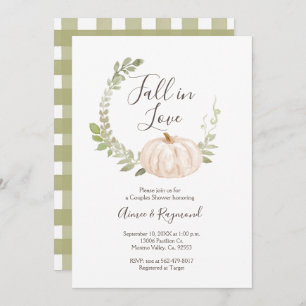 Pumpkin Greenery Fall in Love Couple Shower Invitation