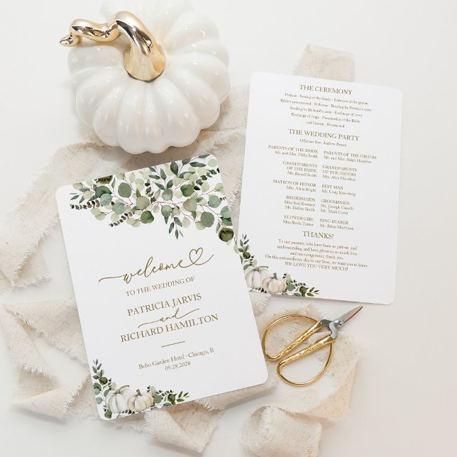 Pumpkin Greenery Fall Wedding Ceremony Program (Creator Uploaded)