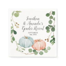 Pumpkin Greenery Floral Gender Reveal Napkins