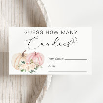 Pumpkin Guess How Many Baby Girl Shower Game Enclosure Card