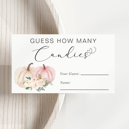 Pumpkin Guess How Many Baby Girl Shower Game Enclosure Card