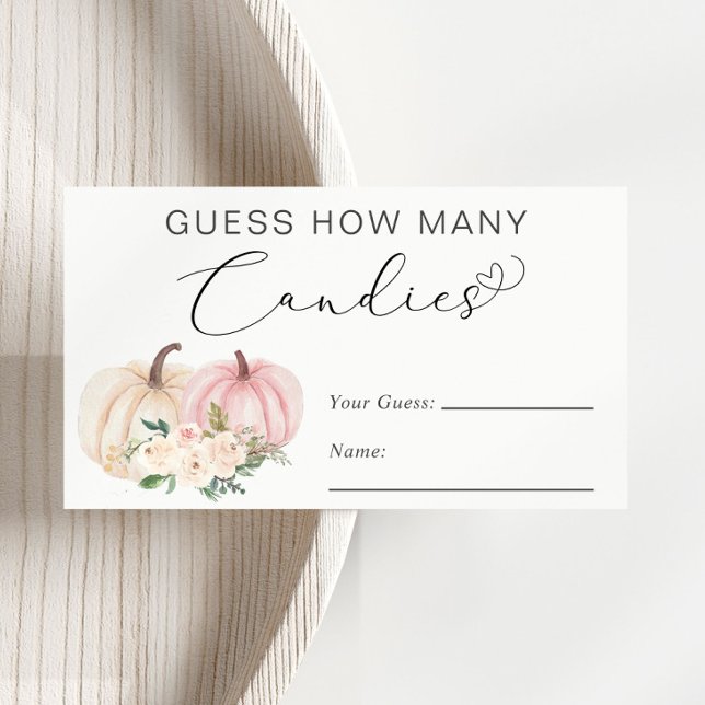 Pumpkin Guess How Many Baby Girl Shower Game Enclosure Card (Creator Uploaded)
