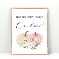 Pumpkin Guess How Many Baby Girl Shower Game Poster