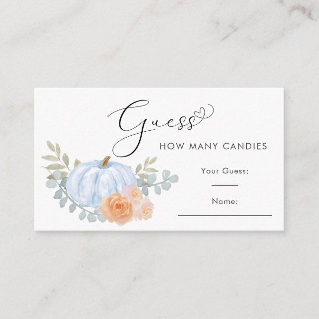 Pumpkin Guess How Many Candies Baby Shower Game Enclosure Card (Front)