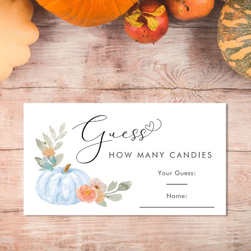 Pumpkin Guess How Many Candies Boy Shower Game Enclosure Card