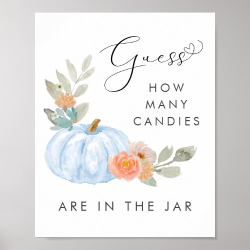 Pumpkin Guess How Many Candies Boy Shower Game Poster