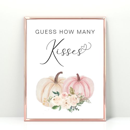 Pumpkin Guess How Many Kisses Baby Shower Game Poster
