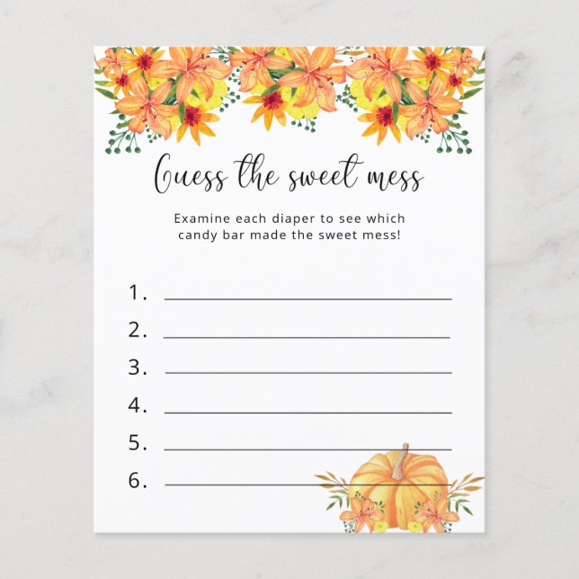 Pumpkin - Guess the Sweet Mess - Baby Shower Game (Front)