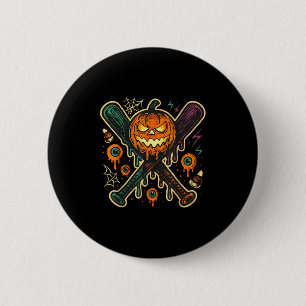 Pumpkin Halloween Baseball Ice Cream Drip Soky Boy Button