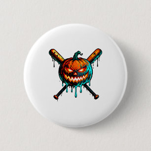 Pumpkin Halloween Baseball Ice Cream Drip Soky Boy Button