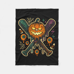 Pumpkin Halloween Baseball Ice Cream Drip Soky Boy Fleece Blanket