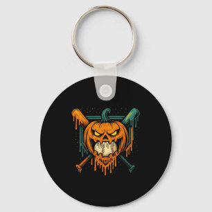 Pumpkin Halloween Baseball Ice Cream Drip Soky Boy Keychain