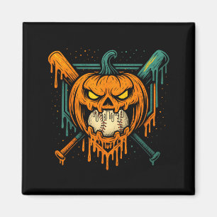 Pumpkin Halloween Baseball Ice Cream Drip Soky Boy Magnet