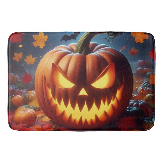 pumpkin/Halloween/bat spooky  Bath Mat (Front)