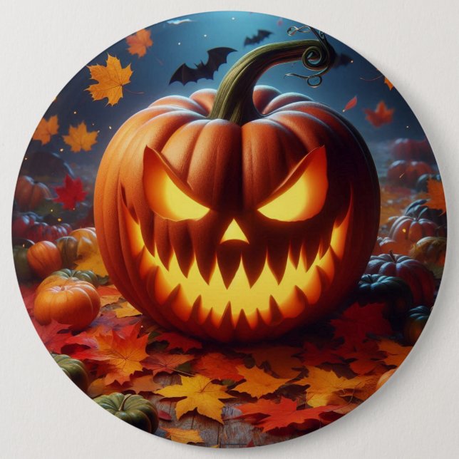 pumpkin/Halloween/bat spooky  Button (Front)