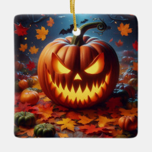 pumpkin/Halloween/bat spooky Ceramic Ornament