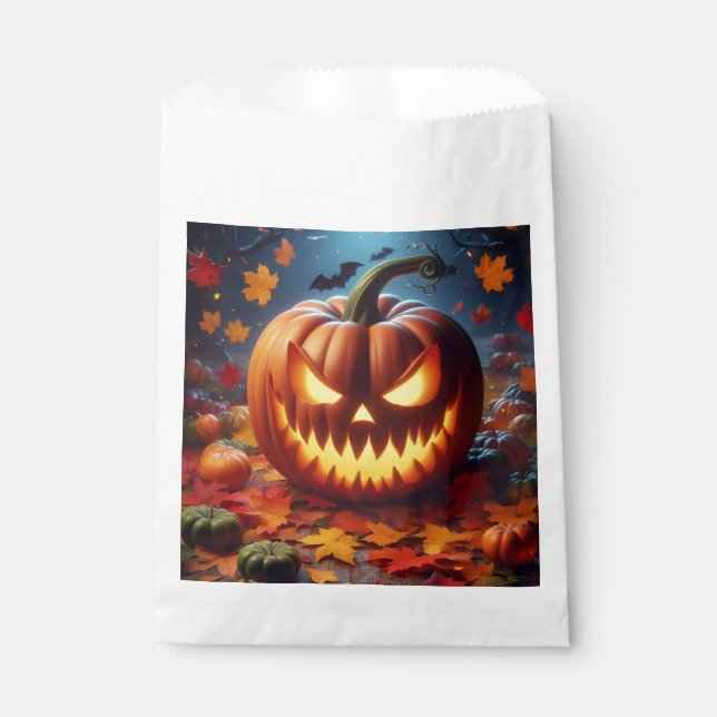 pumpkin/Halloween/bat spooky  Favor Bag (Front)