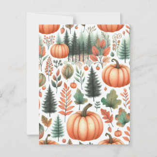 Pumpkin Halloween, Botanical Greenery & Fall Postcard