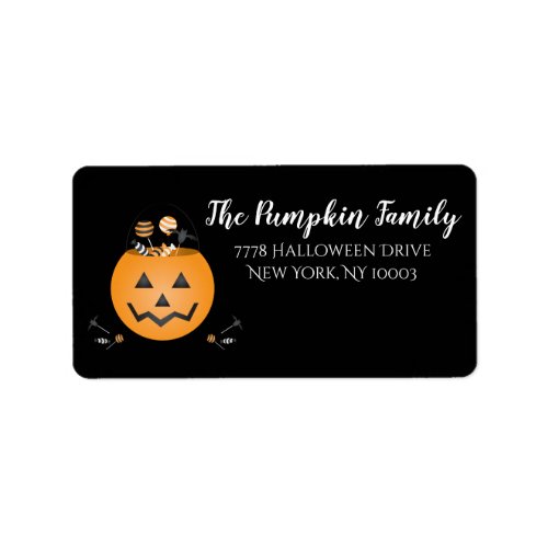 Pumpkin Halloween Candy Bucket Trick Or Treat Label