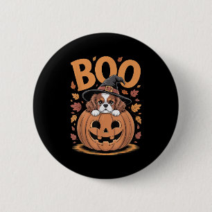 Pumpkin Halloween Cavalier King Charles Spaniel  Button
