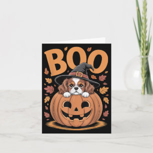Pumpkin Halloween Cavalier King Charles Spaniel  Card