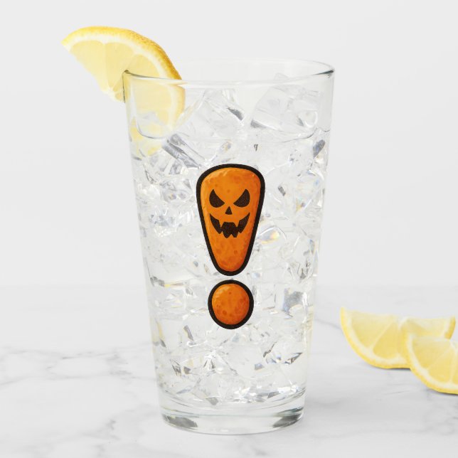 Pumpkin Halloween Exclamation Mark Glass (Front Ice)