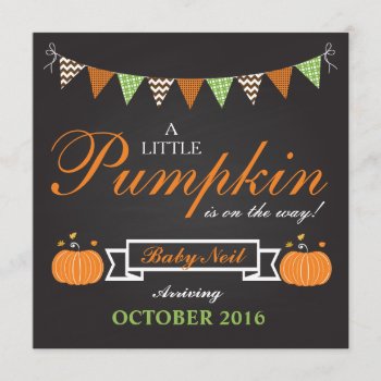 Pumpkin Halloween Fall Pregnancy Announcement Card by YourMainEvent at Zazzle