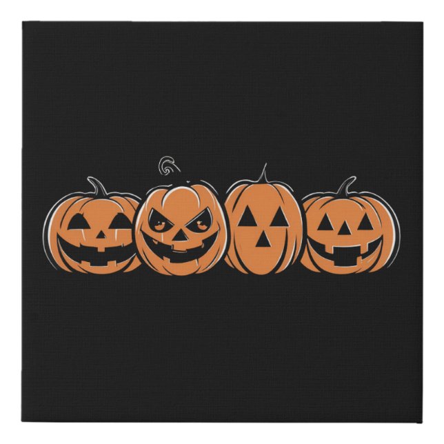 Pumpkin Halloween Fall Thanksgiving Gift Faux Canvas Print (Front)
