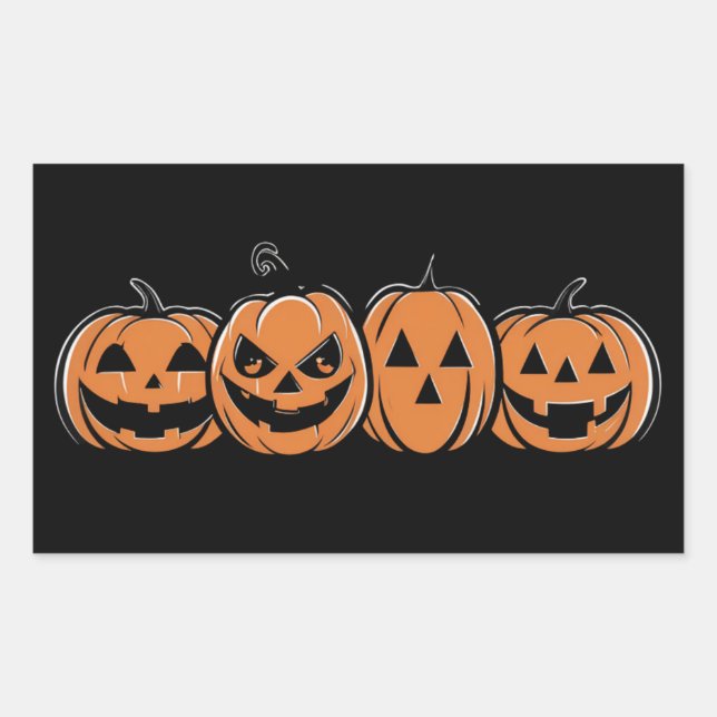 Pumpkin Halloween Fall Thanksgiving Gift Rectangular Sticker (Front)