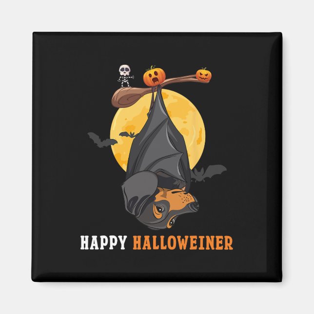 Pumpkin Halloween For Women &amp; Bat Sausage Dog  Magnet (Front)