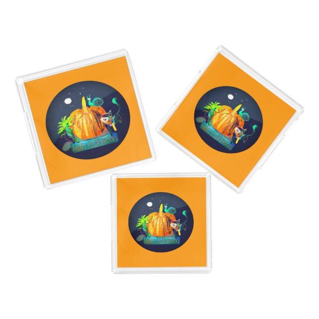 Pumpkin Halloween Friends – Magic Cartoon Animals Acrylic Tray (Set)