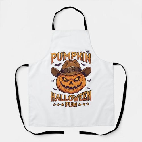Pumpkin Halloween Fun Jack Lantern Cowboy Hat Bats Apron