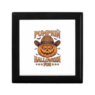 Pumpkin Halloween Fun Jack Lantern Cowboy Hat Bats Gift Box