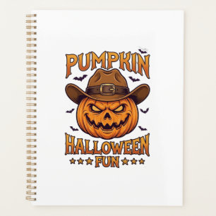 Pumpkin Halloween Fun Jack Lantern Cowboy Hat Bats Planner