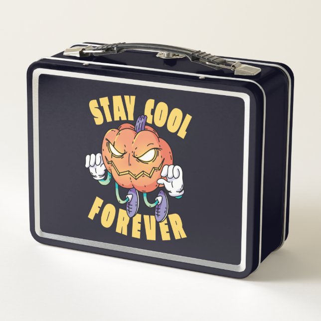 Pumpkin Halloween Funny Fall Design Metal Lunch Box (Back)